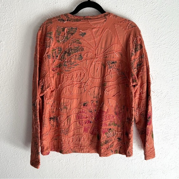 Chico’s Textured Zip Up Jacket 90s Artsy Boho Orange Sz 2 Large - Picture 4 of 5